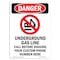 Signmission OSHA Danger Sign, 24" Height, Rigid Plastic, Underground Gas Line, Portrait, 1824-V-1740 OS-DS-P-1824-V-1740 - alternate 1